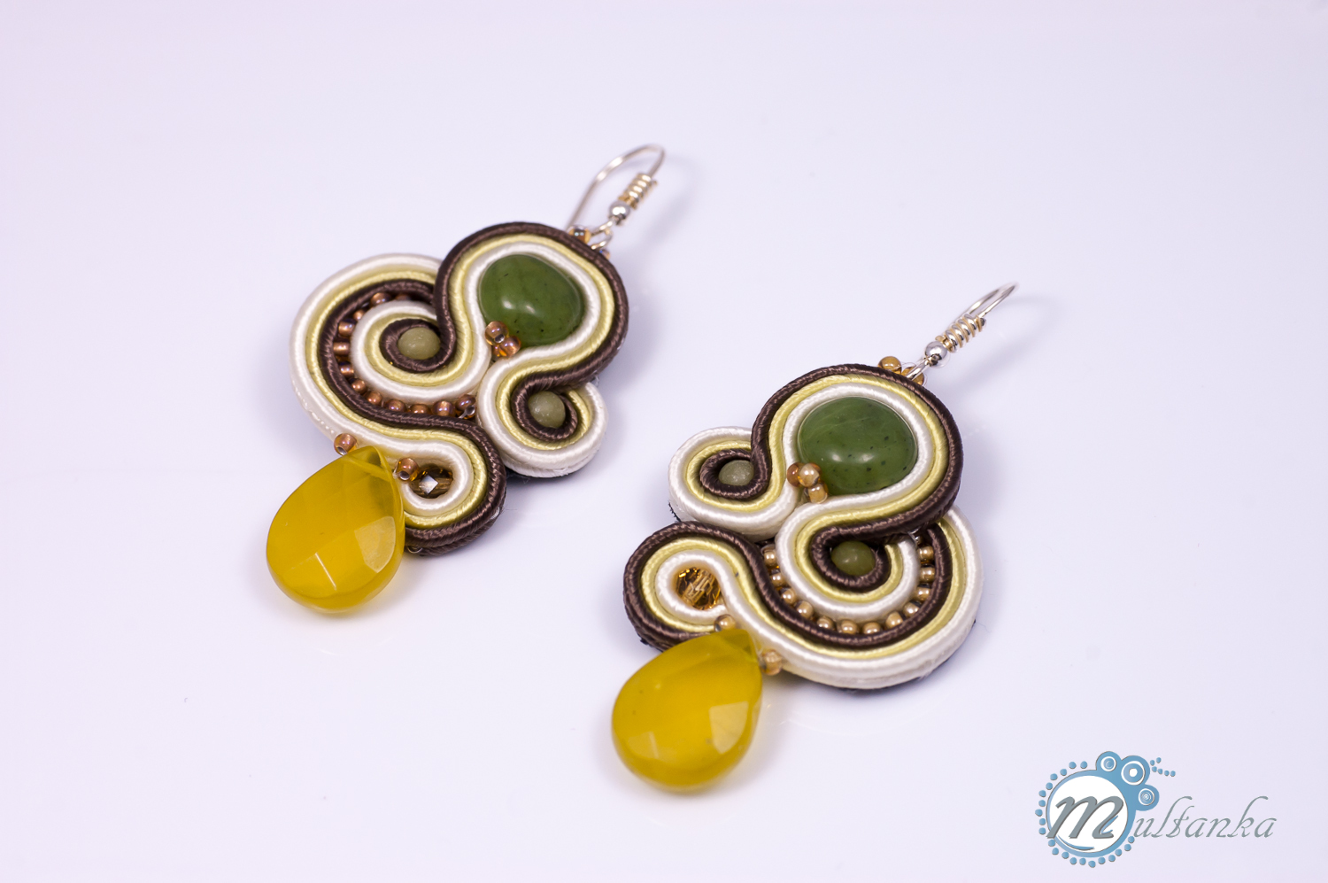 Zielono-brązowe kolczyki soutache. Wykonanie - multanka Zielono-brązowe kolczyki soutache. Wykonanie - multanka