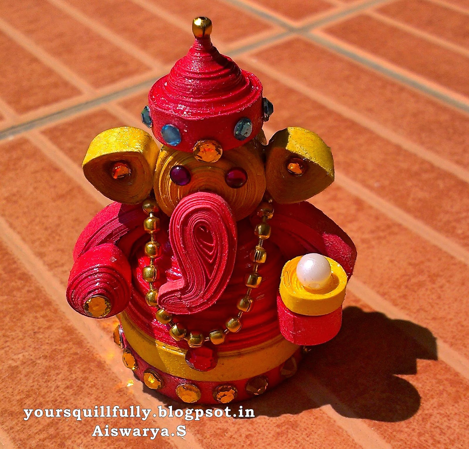 Your(S)quillfully Aiswarya Quilled 3D Ganesha the beginning