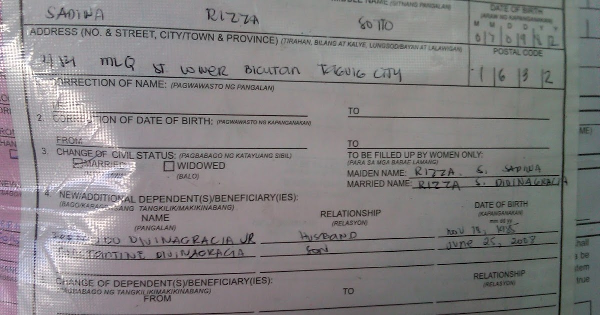 PinayMom CHANGE OF CIVIL STATUS SSS