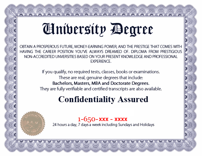 fake masters degree template