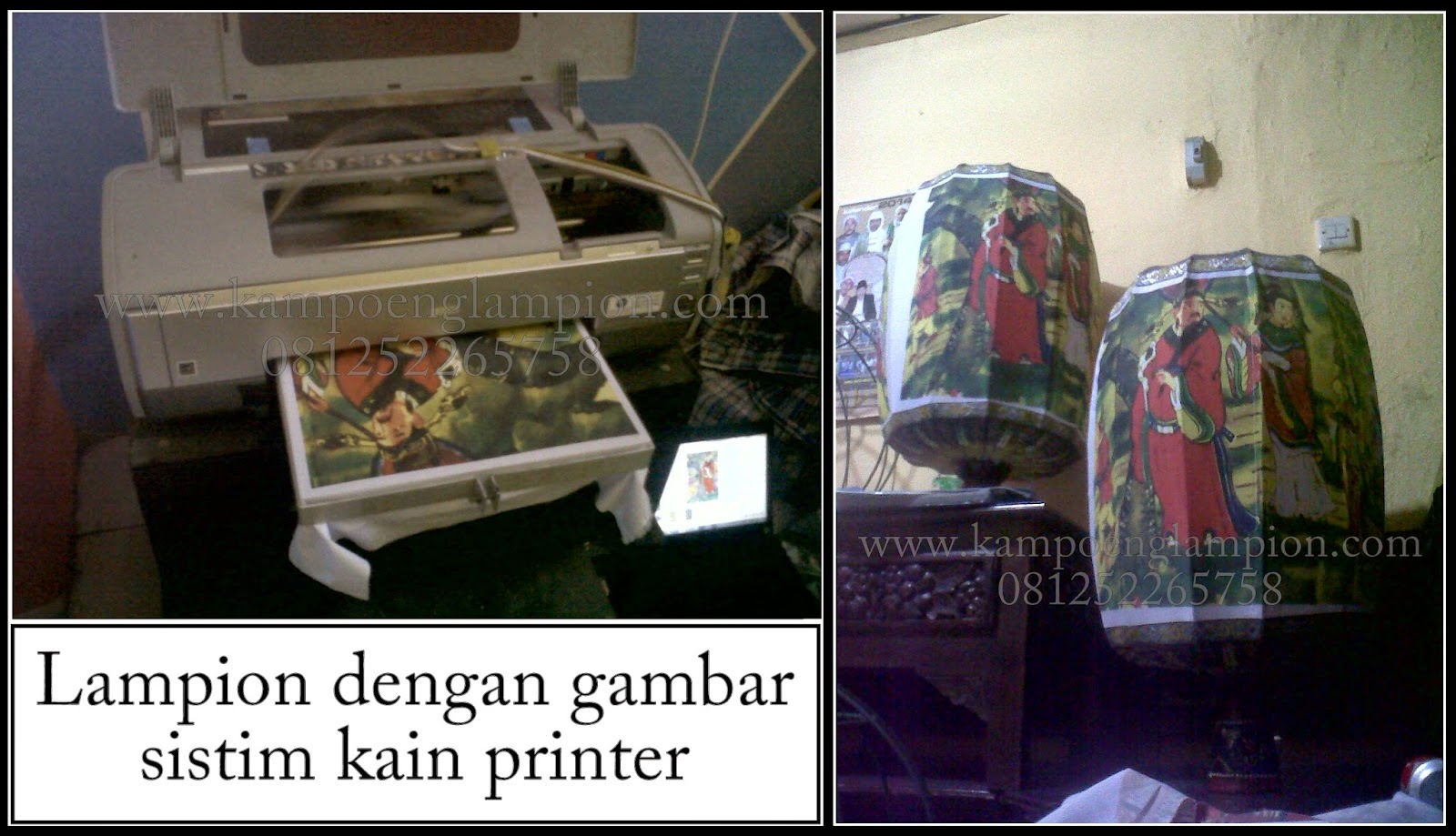 Lampion dengan cetak DTG (print)