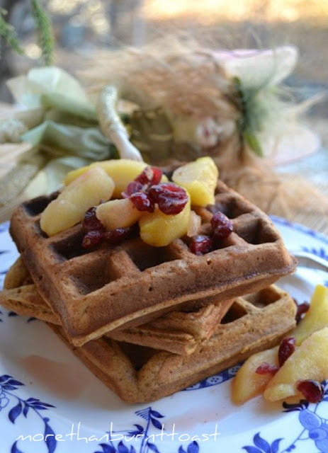Gingerbread Waffles with Apples and Cranberries