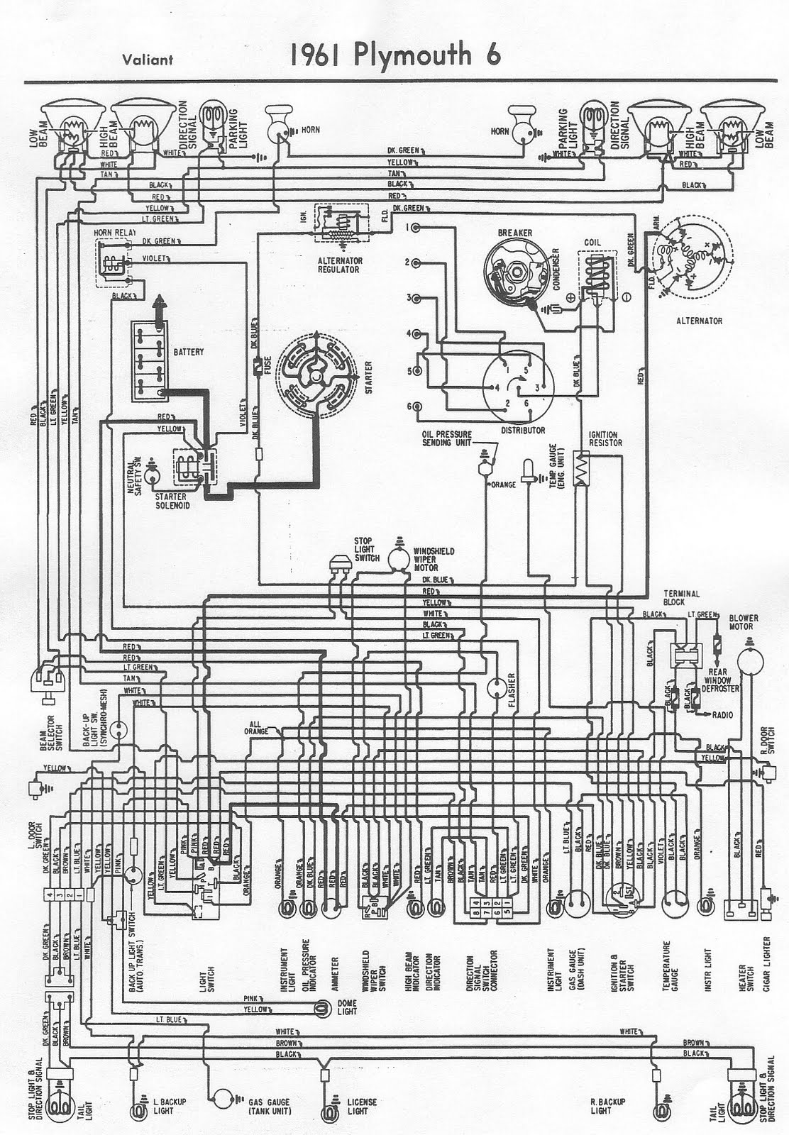 Free Auto Wiring Diagram: 1961 Plymouth Valiant Wiring Diagram