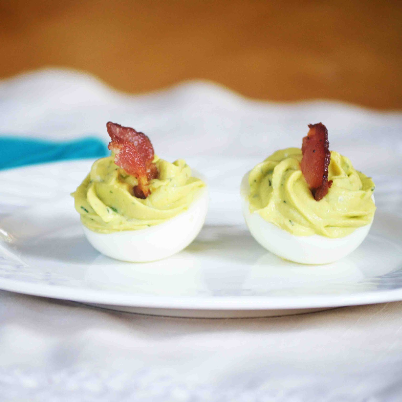 Bakeaholic Mama Avocado Bacon Ranch Deviled Eggs