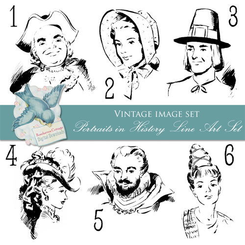 Line Art History : Rosehaven cottage studio freebie vintage image set