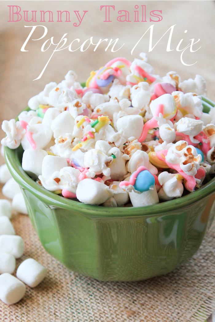 Easter Popcorn with Candy Melts Candy, Marshmallows and Sprinkles Bunny Tails Popcorn Mix from