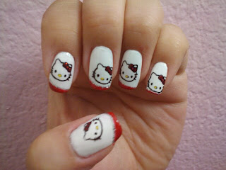 Hello Kitty nail manicure