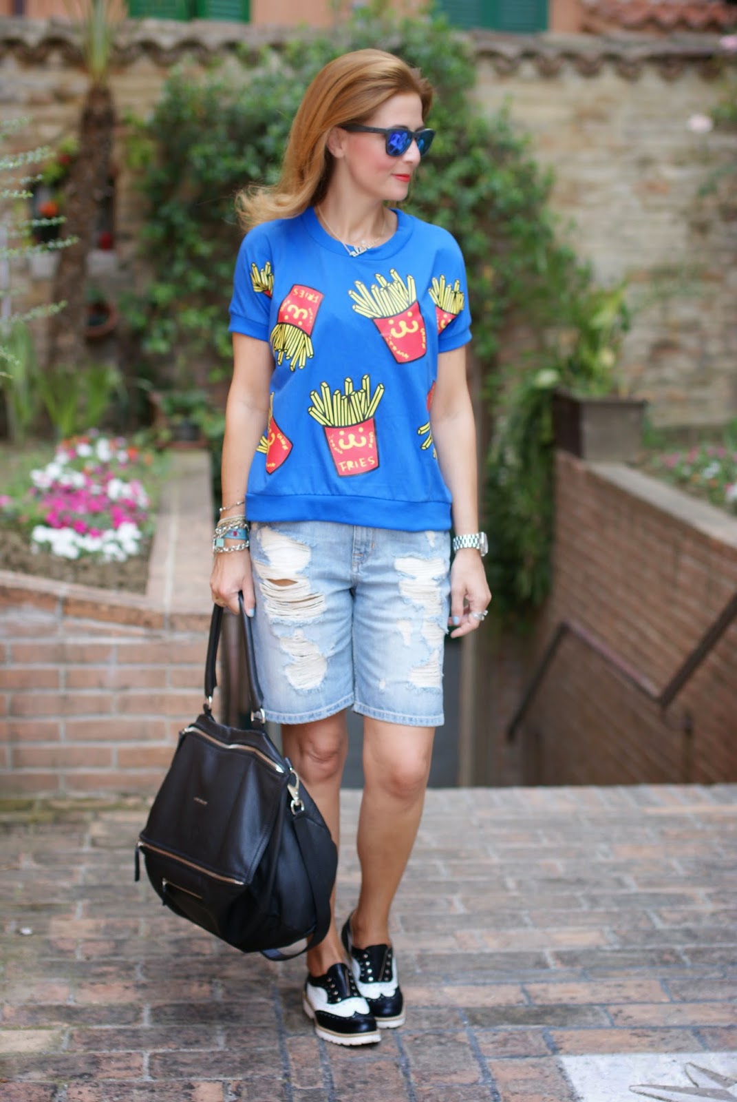 Blackfive french fries print blouse, fries print trend, patatine fritte stampa, Givenchy Pandora, Fashion and Cookies, fashion blogger