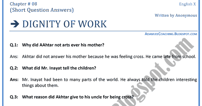 Dignity of work essay for class 6 image