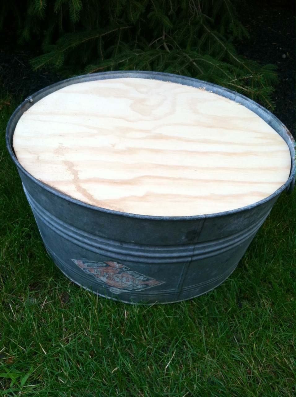 Eleanor Olander This is me... Galvanized Tub Turned Outdoor Ottoman