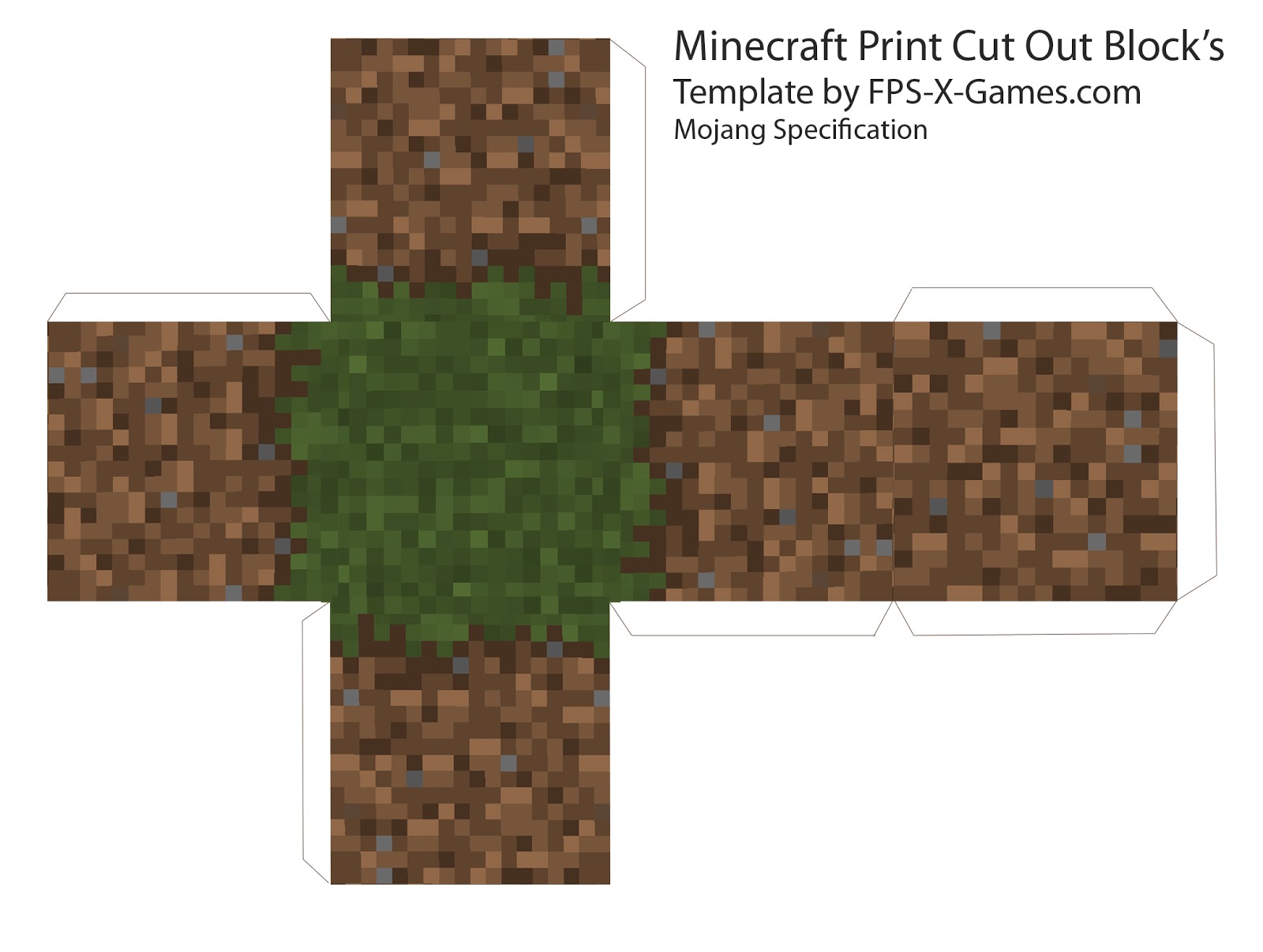 Minecraft grass dirt block template cut out