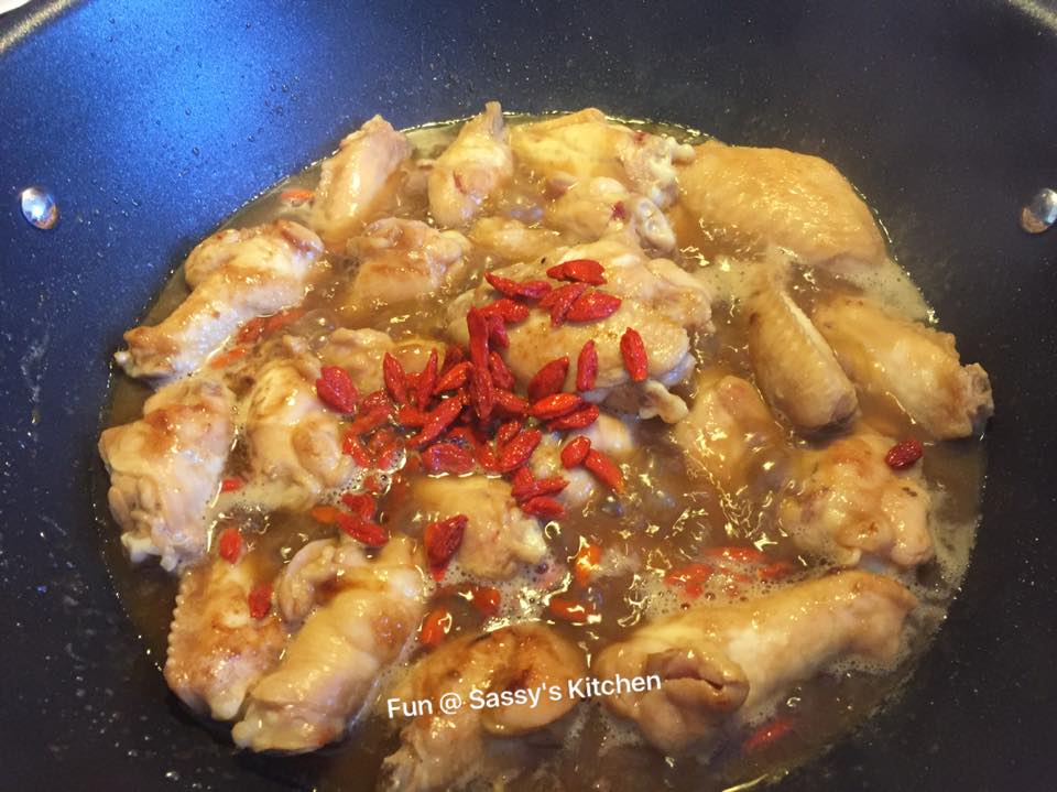 Plate & Palate Pan fried wings with chinese wolfberry by Angela Seah