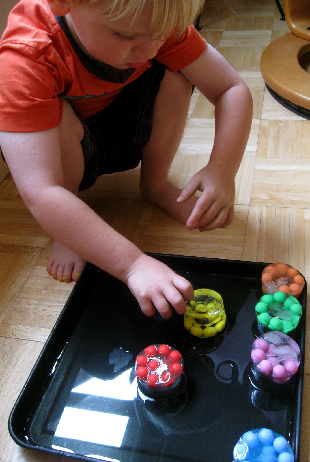 Colored Ice Cups with Marbles Recipes for Learning