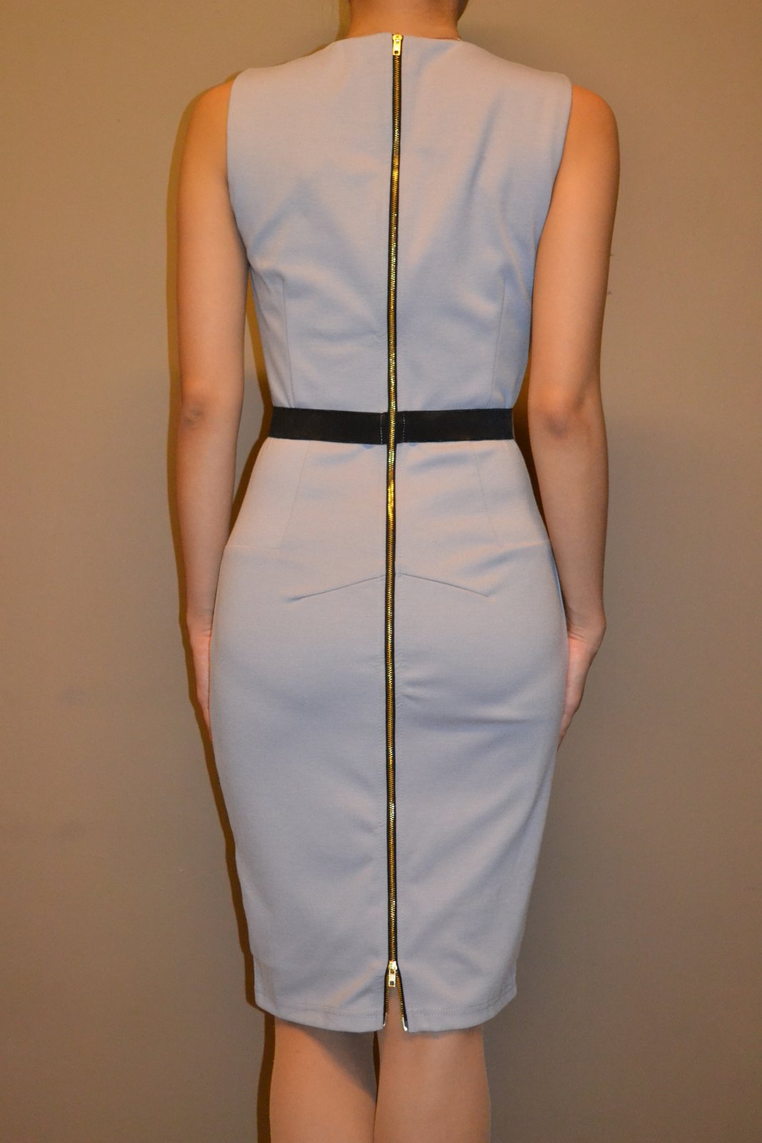 Dolly Molly D8146 Midi Pencil Dress with Exposed Zipper