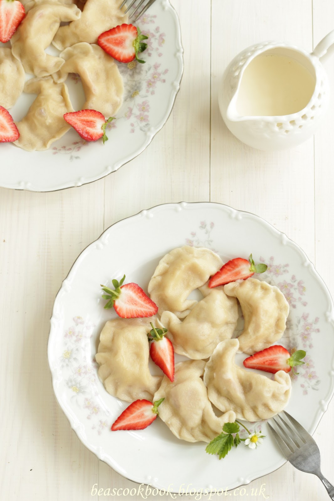 Bea's cookbook Polish PIEROGI dumplings with strawberry filling and