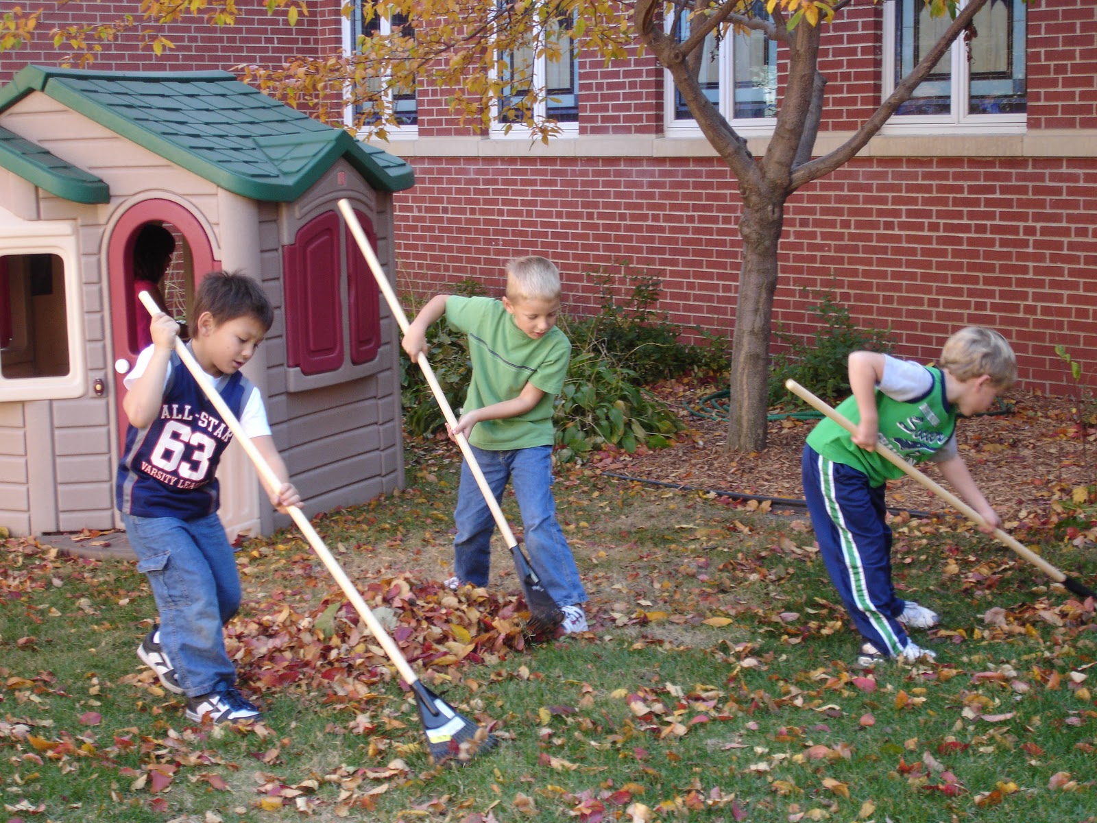 The Very Hungry Preschoolers Raking Leaves