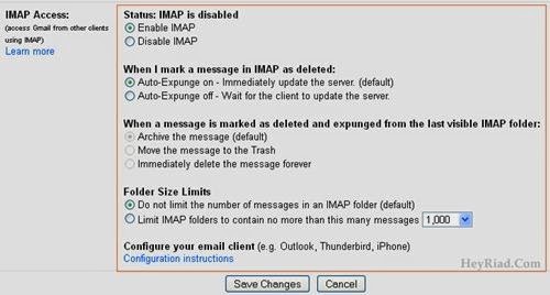 Set IMAP Access Set IMAP Access