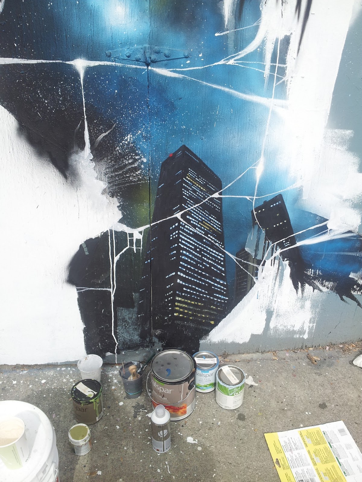 Ev Grieve Brownout Verizon Building Graffiti Painted Over