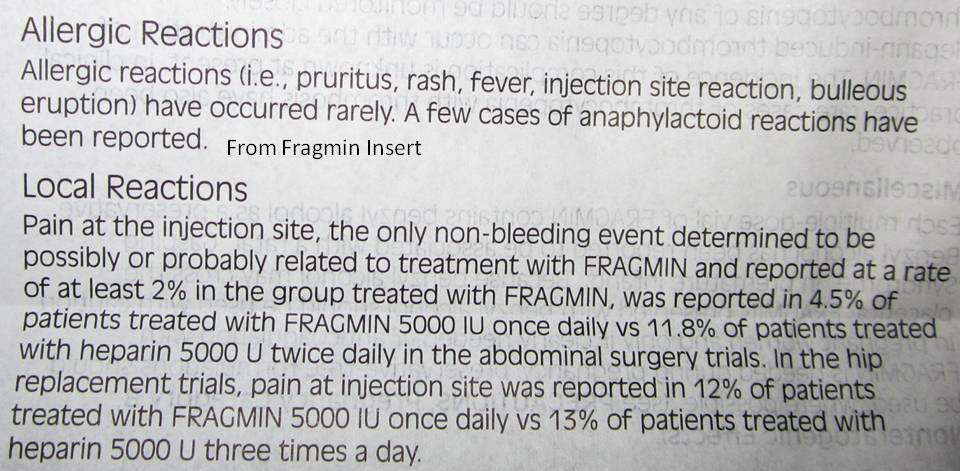 fragmin injection sites