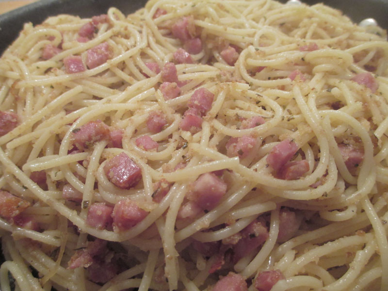 "So what are you making for dinner?" Spaghetti Con Capicola E Pangrattato