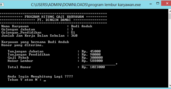 Program Menghitung Gaji Karyawan Berdasarkan Golongan Basis C All Coding
