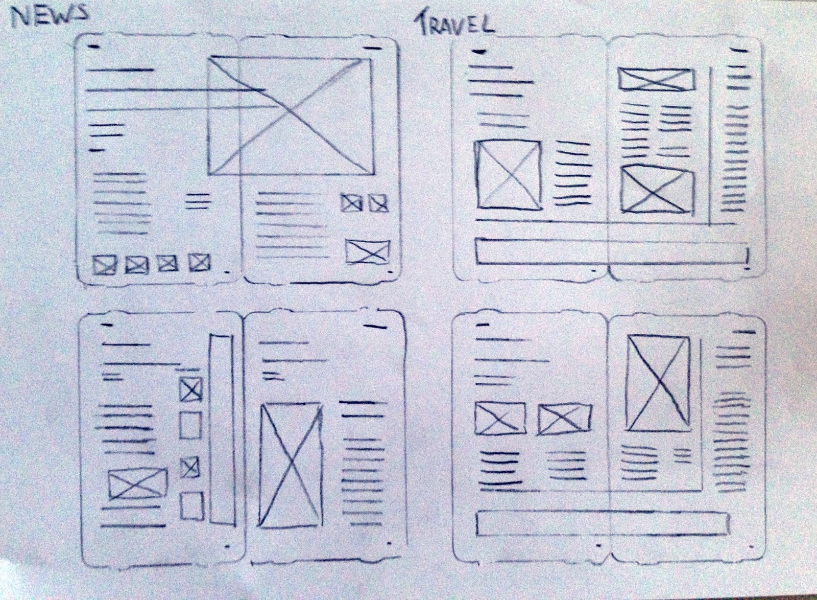 Reflect Newspaper Work Page Layouts (Rough Grid & Sections)