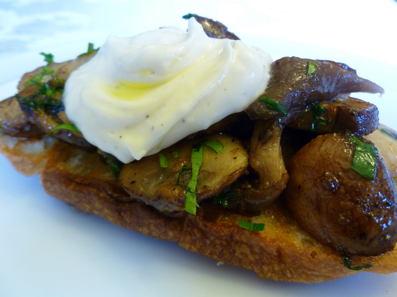Vanilla Clouds and Lemon Drops Mushroom Bruschetta with Aioli