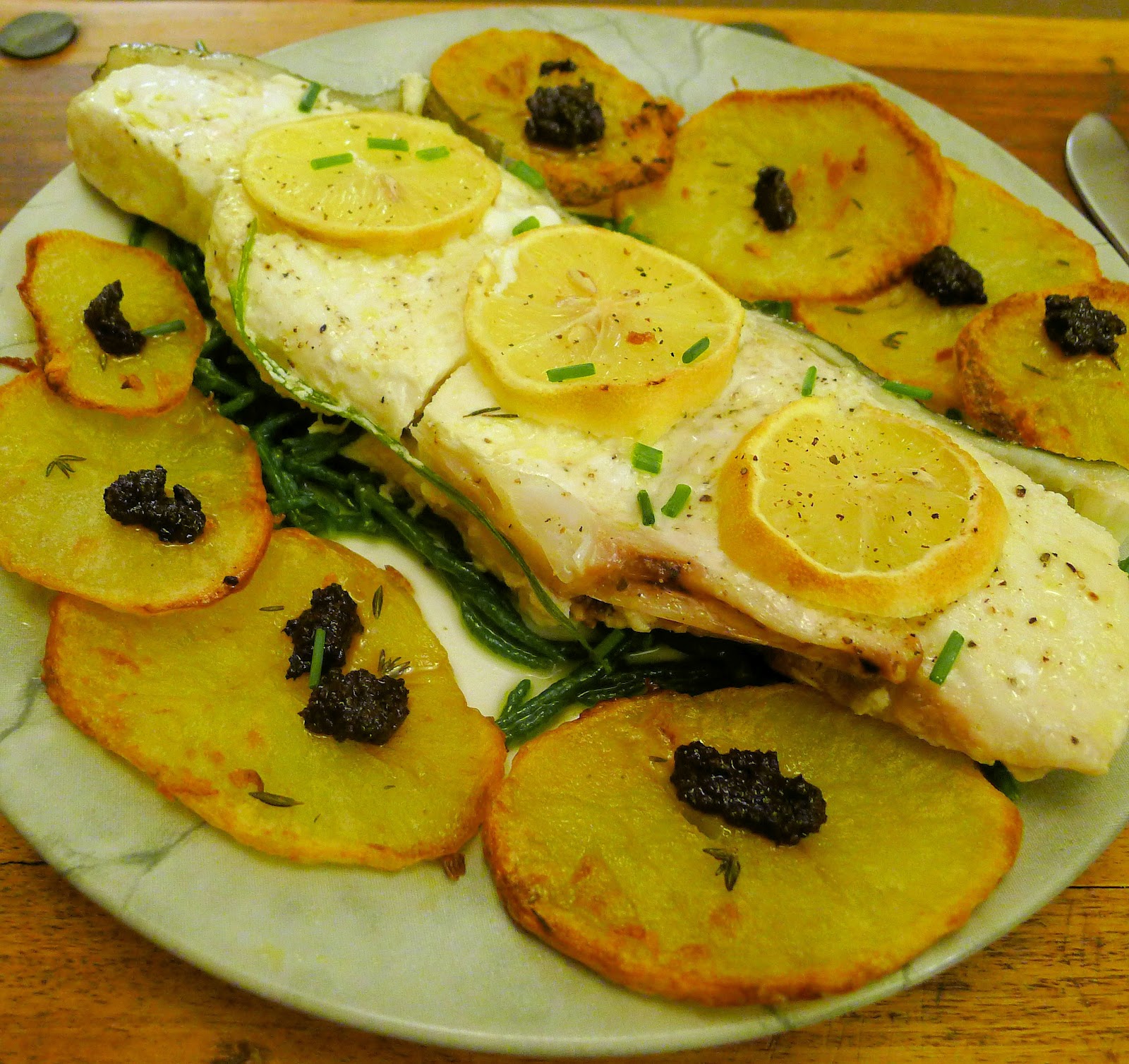Culinary Adventures in London Foil Baked Halibut Steaks with Samphire