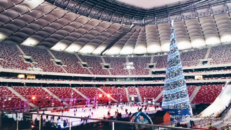 Stadion Narodowy Blogowigilia 2014, kosmetyczka, stadion narodowy, Warszawa, choinka. lodowisko, trybuny