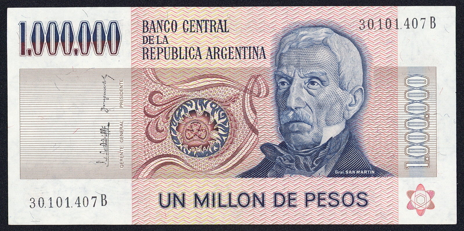 Argentina 1000000 Pesos banknote 1983 General Jose de San MartinWorld