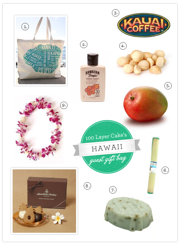 100 layer cake put together this bag for a hawaii destination wedding.
