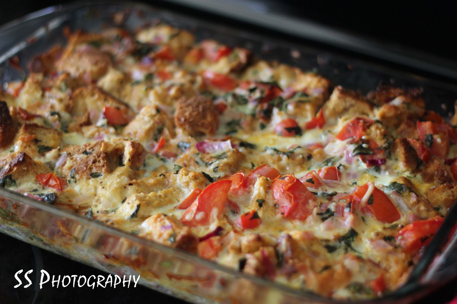 Tomato Basil Bread Pudding