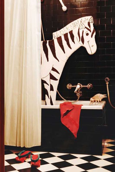 But bring in a cute zebra and its a bathroom transformed