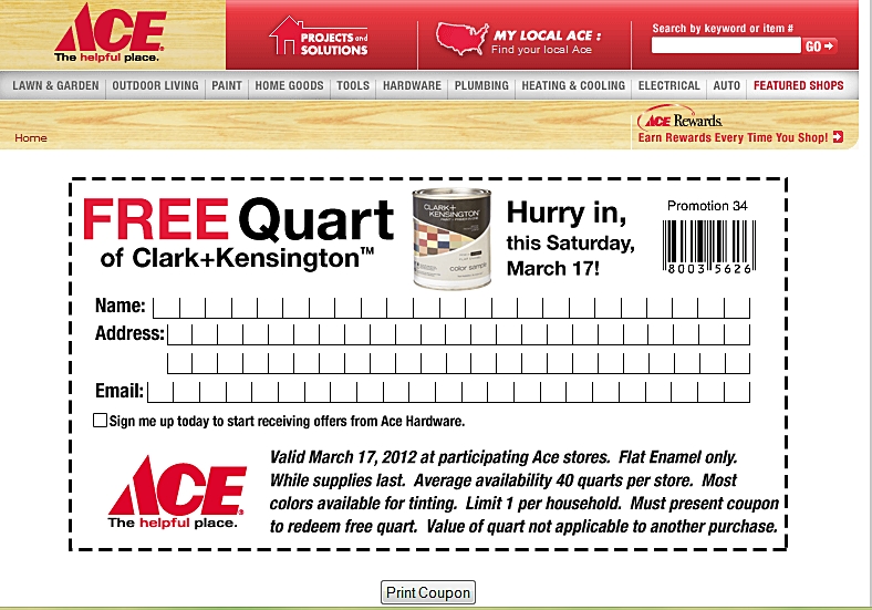 Blogger Broadcast FREE Quart of Paint At Ace Hardware Store