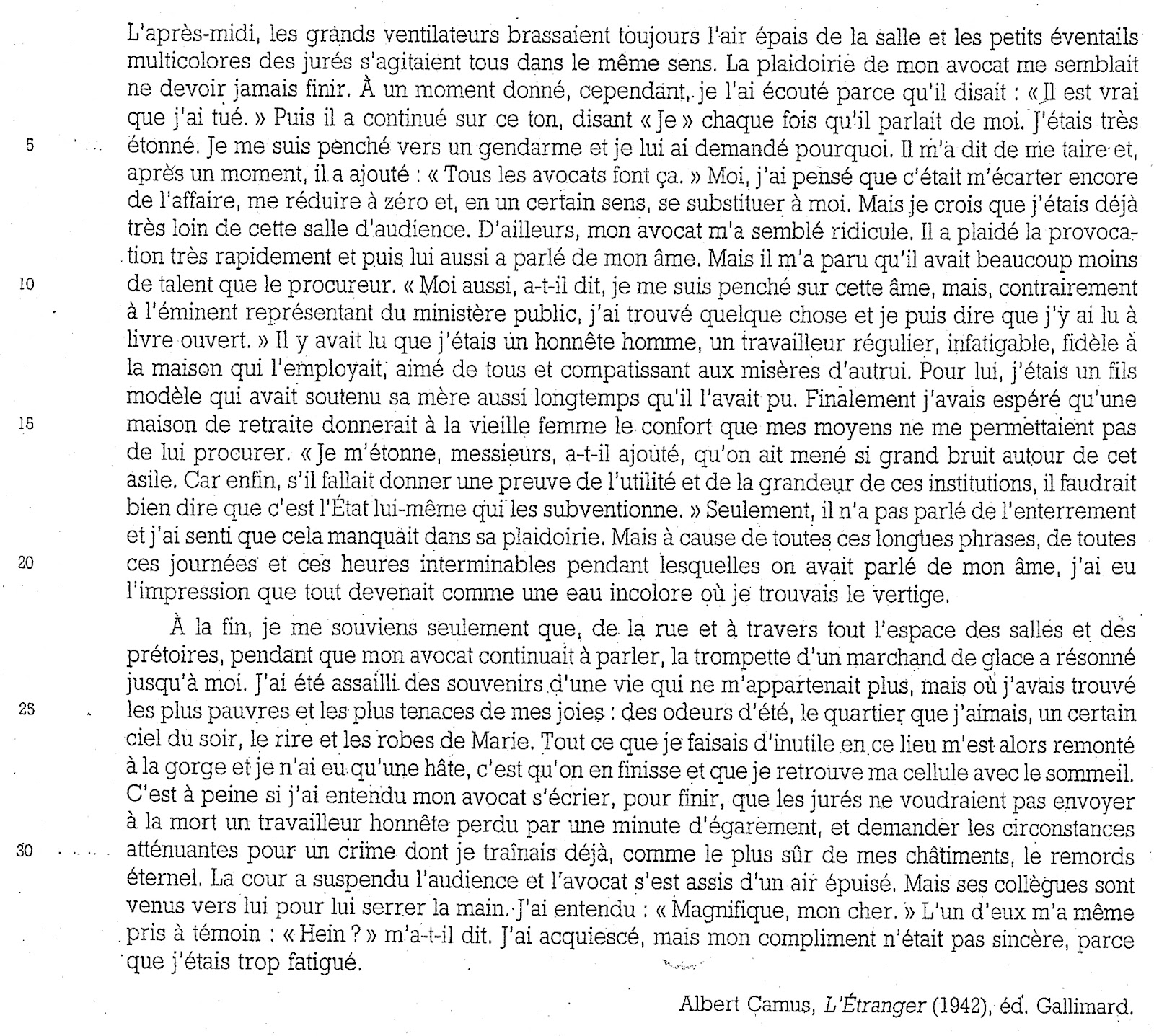 Première S2 20112012 L'étranger Albert Camus (analyse)