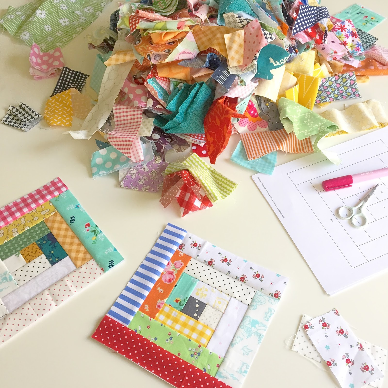 Gigi's Thimble Scrap Quilt Challenge + My Scrappy Log Cabin Quilt + A