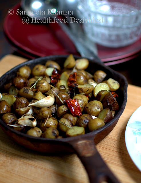 pan roasted baby potatoes with rosemary and garlic....