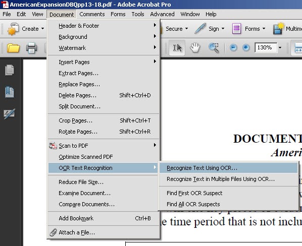 recognizing text in pdf