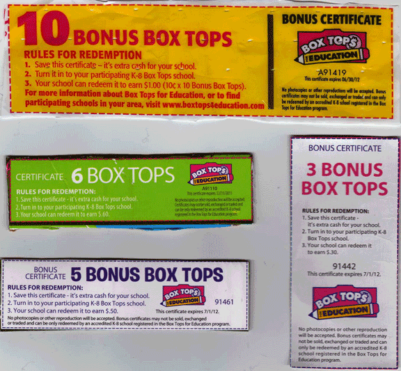 Box tops coupons for free