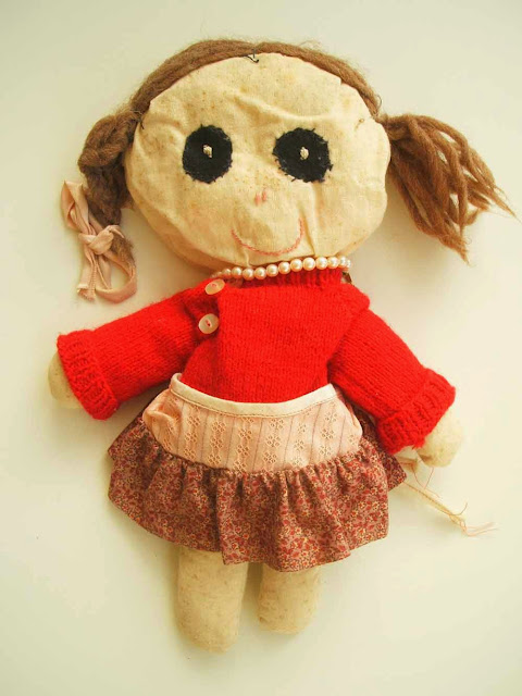 handmade calico doll made by me in 1980s with my mother