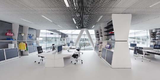 Adidas office interior with large glass windows Adidas-office-interior-with-large-glass-windows