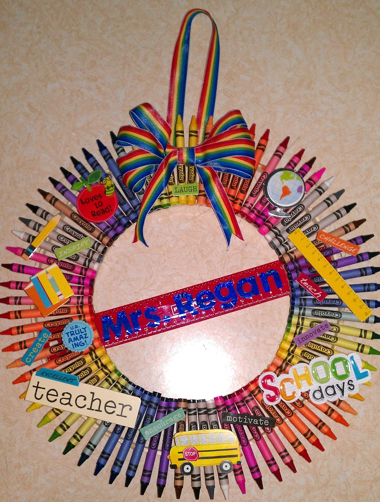 The Simple Things in Life Gift for a Teacher Crayon Wreath