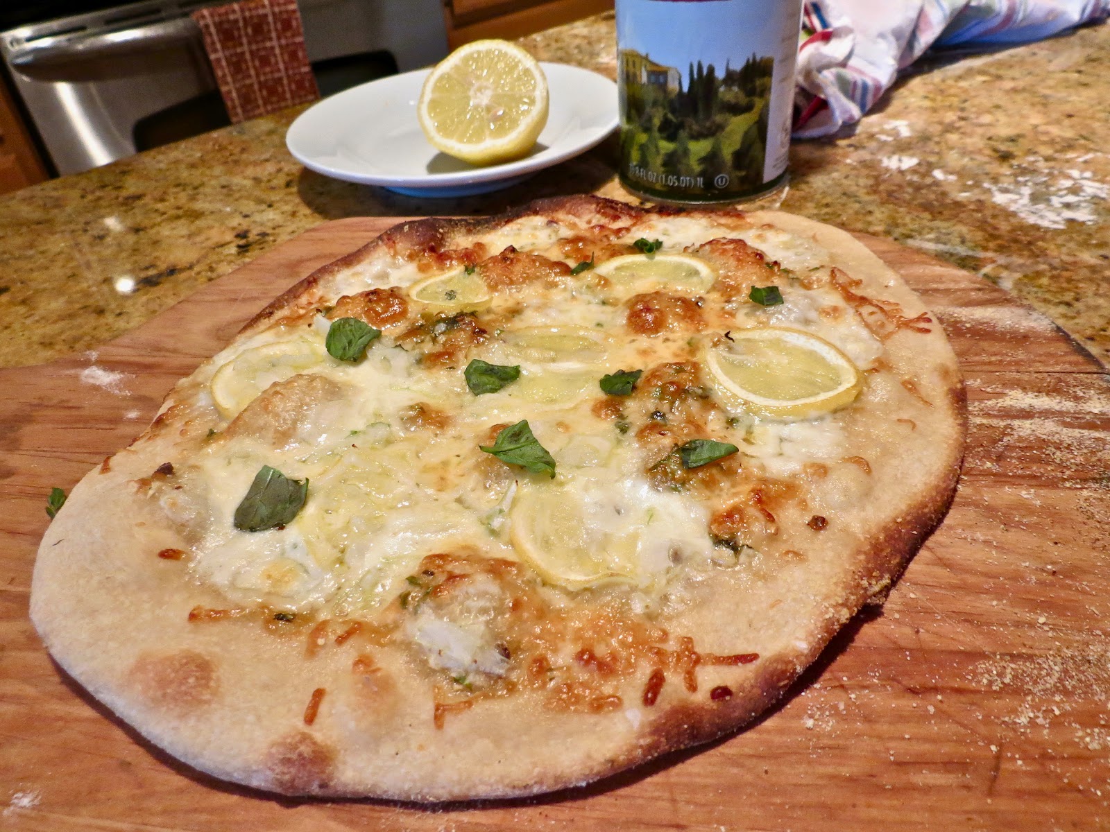 The Bee Cave Kitchen Lemon Flatbread Pizza on Big Green Egg