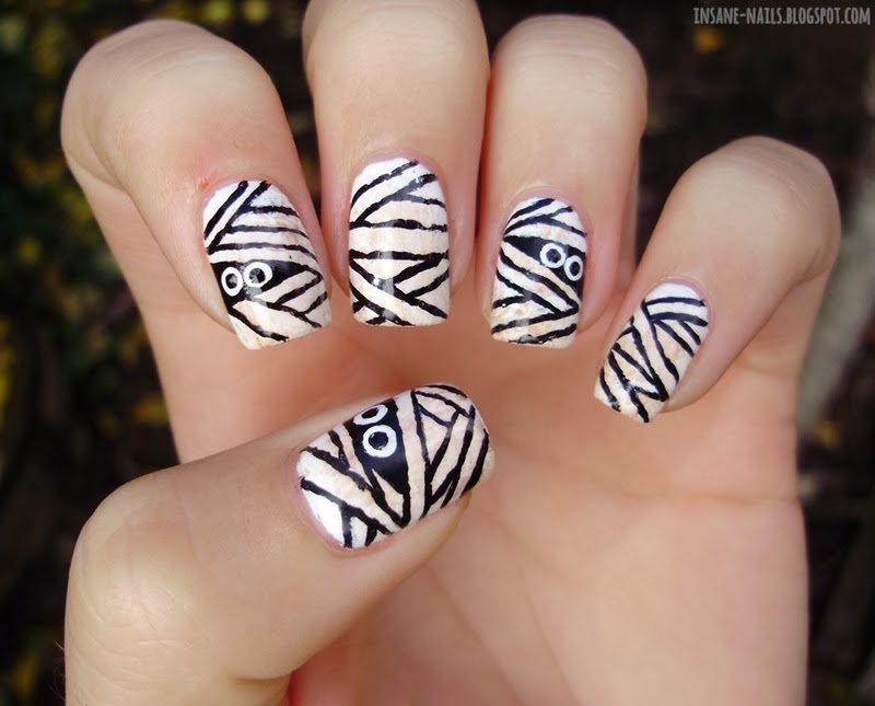 Halloween nail art challenge 2013 mummy insane nails