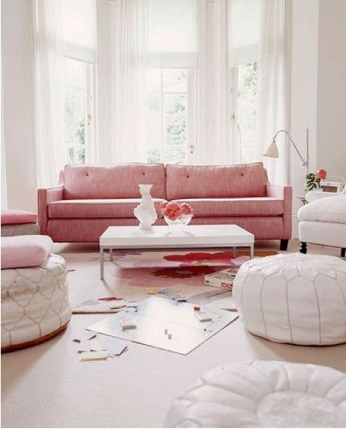cosy white and pink living room