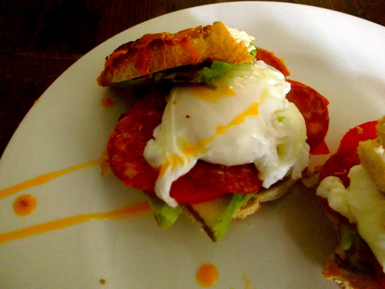 Florafaitmain Breakfast Sandwich Pepperoni, Avocado, Tomato