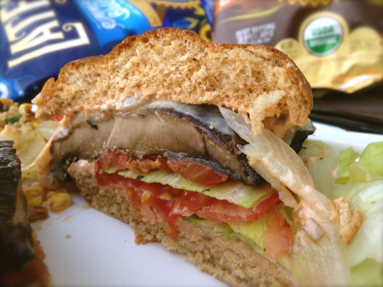 Bourbon and Bleu grilled portabella sandiwches