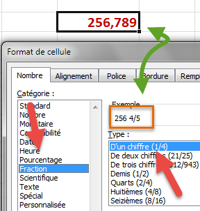 Format fraction un chiffre