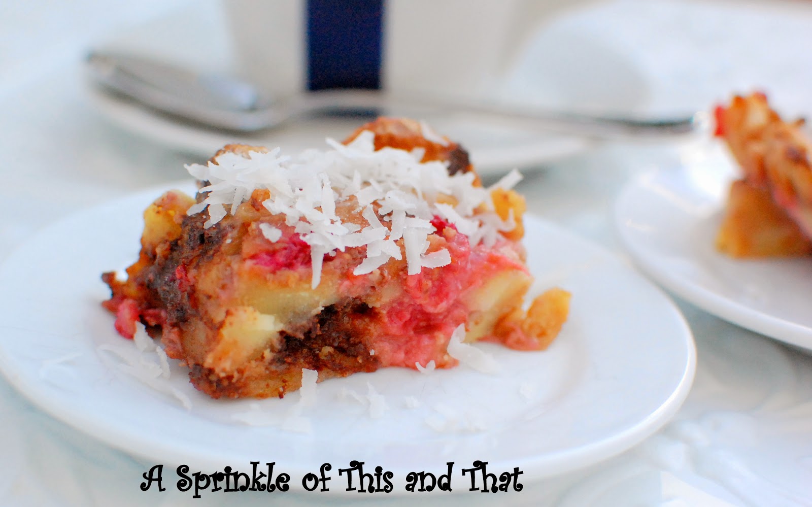 A Sprinkle of This and That Chocolate Raspberry Coconut Bread Pudding