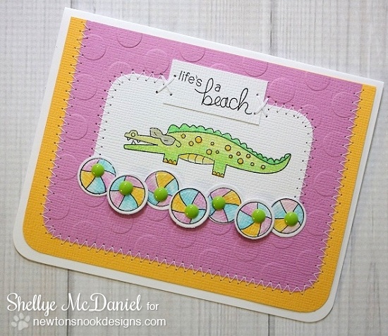 Alligator on the beach card by Shellye McDaniel for Newton's Nook Designs | Beach Party Stamp Set